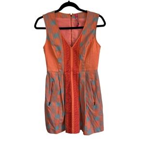 Anthropologie Plenty by‎ Tracy Reece Sleeveless V-Neck Embroidered Dress Size 4P